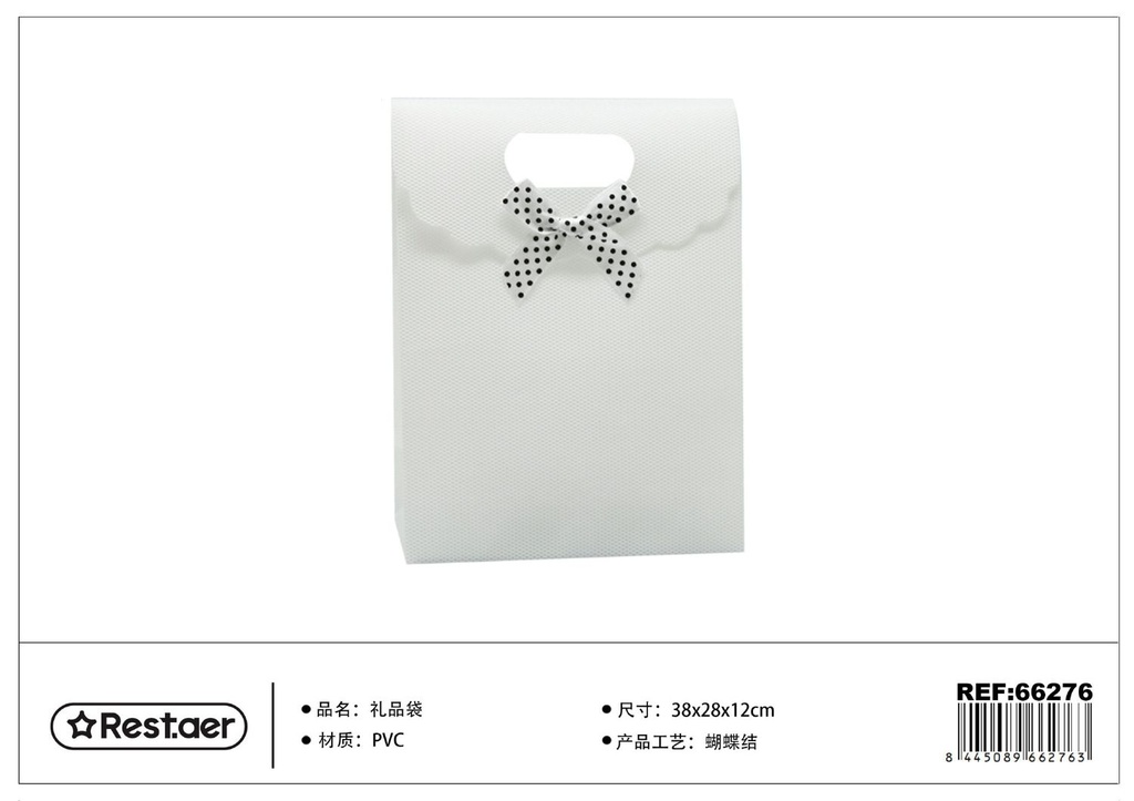 Bolsa de regalo PVC 38*28*12 cm con lazo blanco - Artículos de regalo