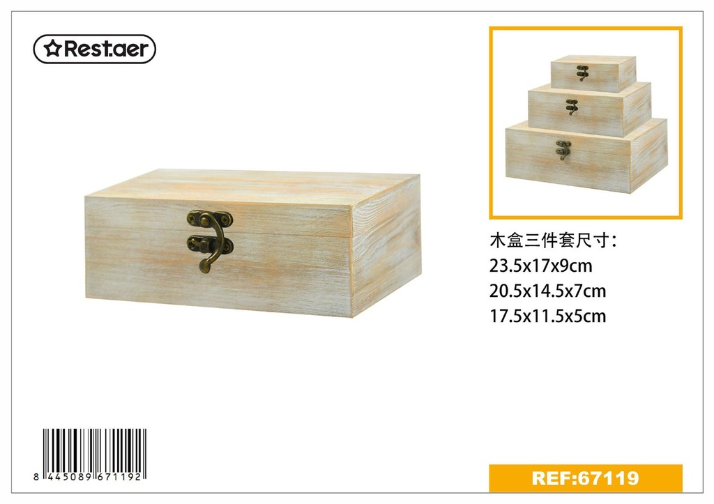 Caja de madera para almacenamiento 23.5x17x9 cm