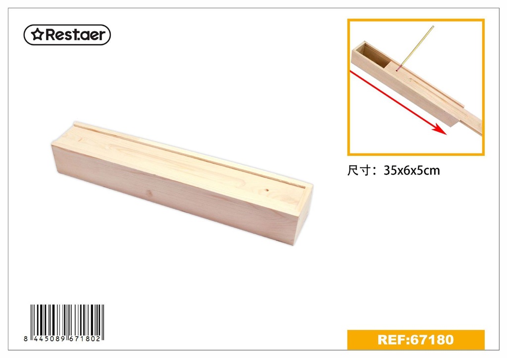 Caja de madera de pino rectangular 35*6*5cm para almacenamiento