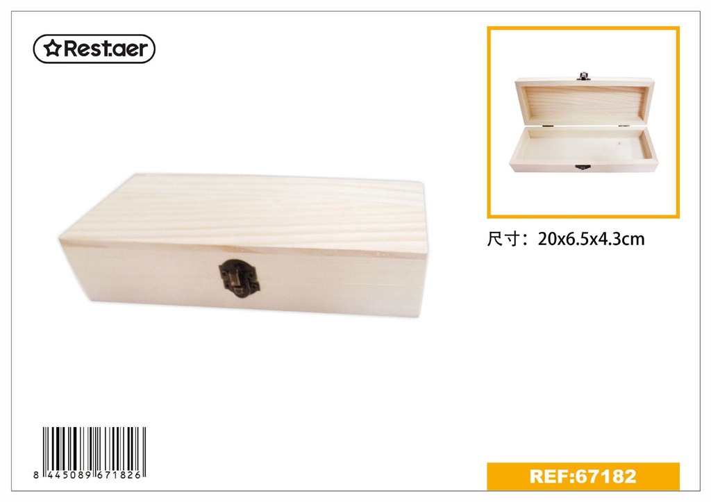 Caja de madera 20x6.5x4.3cm para almacenamiento