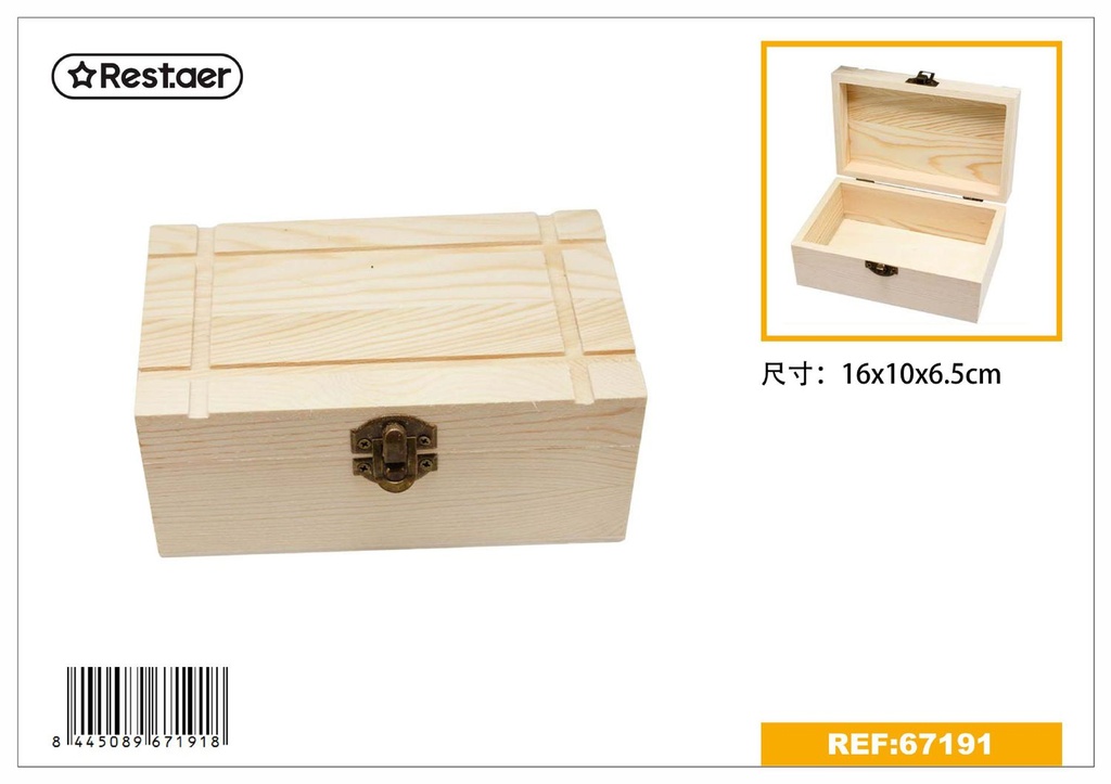 Caja de madera rectangular de pino 16x10x6.5cm