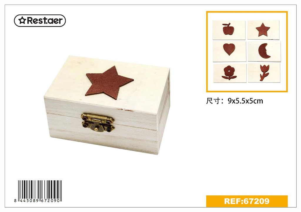 Caja de madera decorativa 9x5.5x5cm