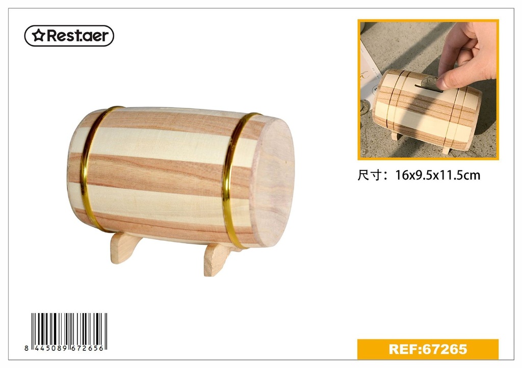 Hucha de madera 16x9.5x11.5 cm
