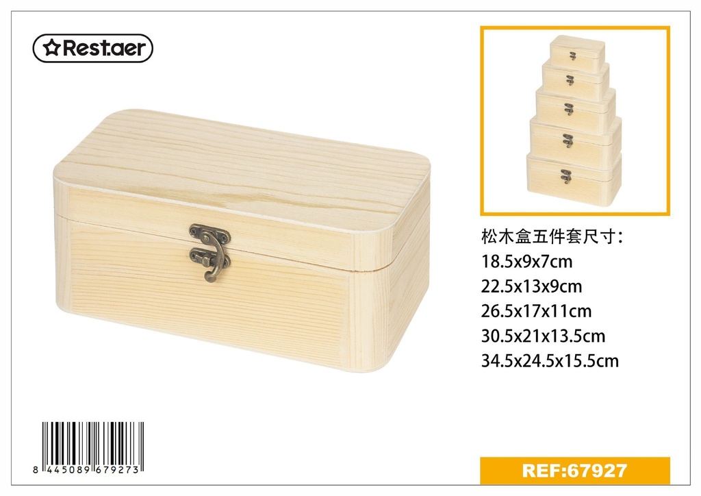 Caja de madera 5pcs para almacenamiento y organización