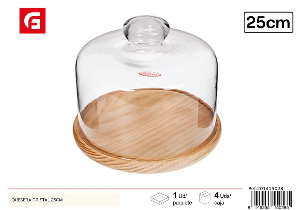 Quesera de Cristal 25 cm - Utensilios de Cocina