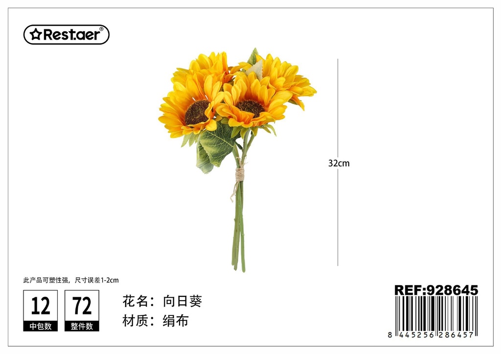 Flores artificiales girasol 32cm para decoración