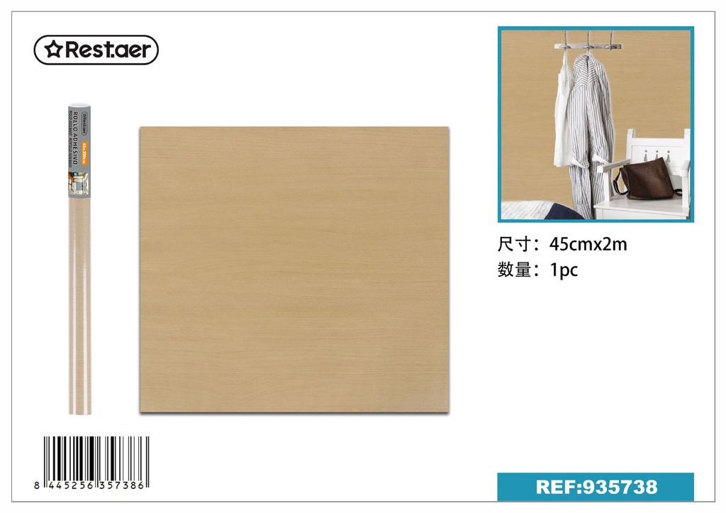 Rollo adhesivo de papel pintado 45cm x 2.0m imitación madera para decoración de interiores