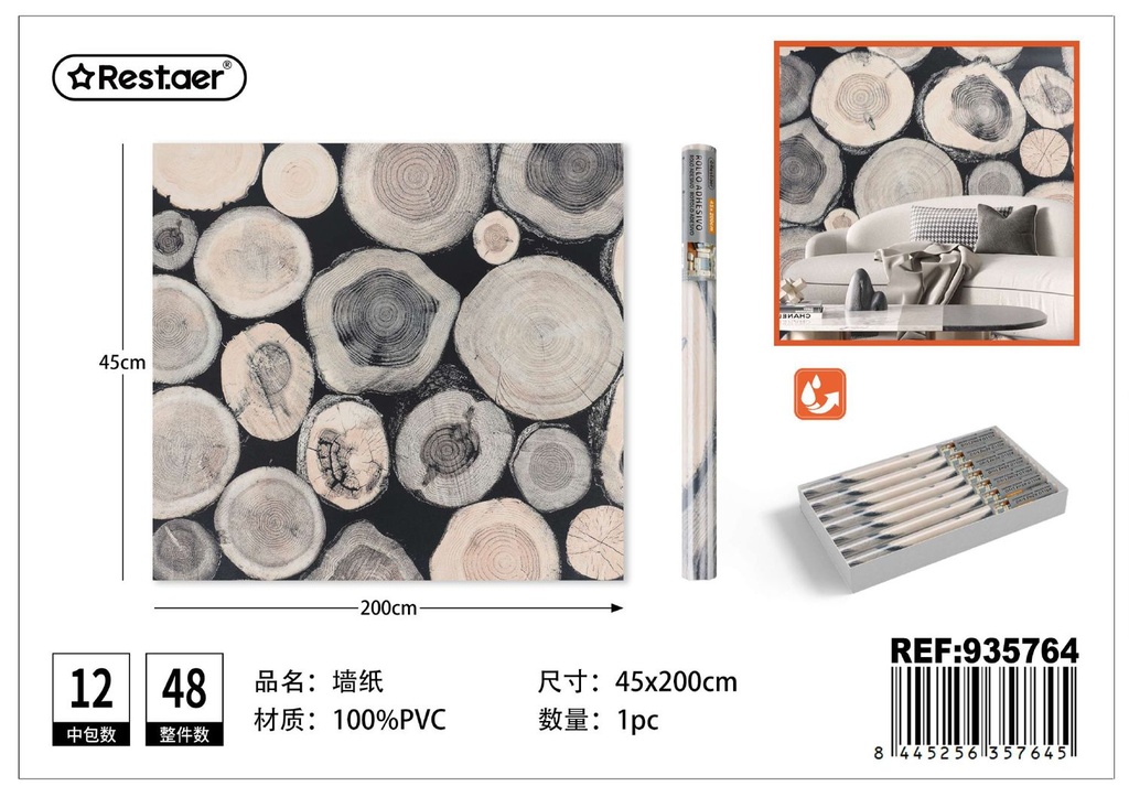 Papel tapiz efecto árbol 45CM*2.0M - Rollo adhesivo para decoración del hogar