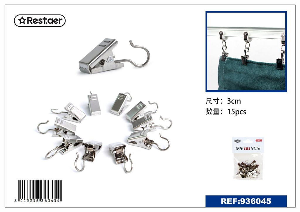 Pinza para cortinas con 15 piezas - Accesorios para cortinas