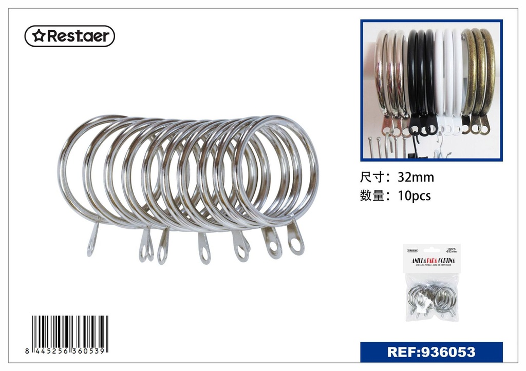 Anillas de cortina 10 pcs plata - Accesorios para cortinas