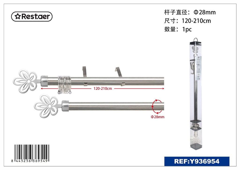 Brazo de cortina de metal 28mm 120-210 cm - Barras de cortina