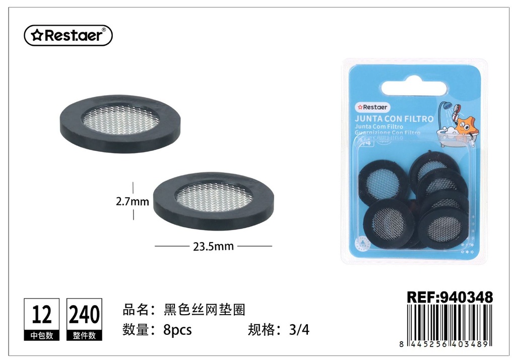 Junta con filtro (8 piezas) - Accesorios de baño