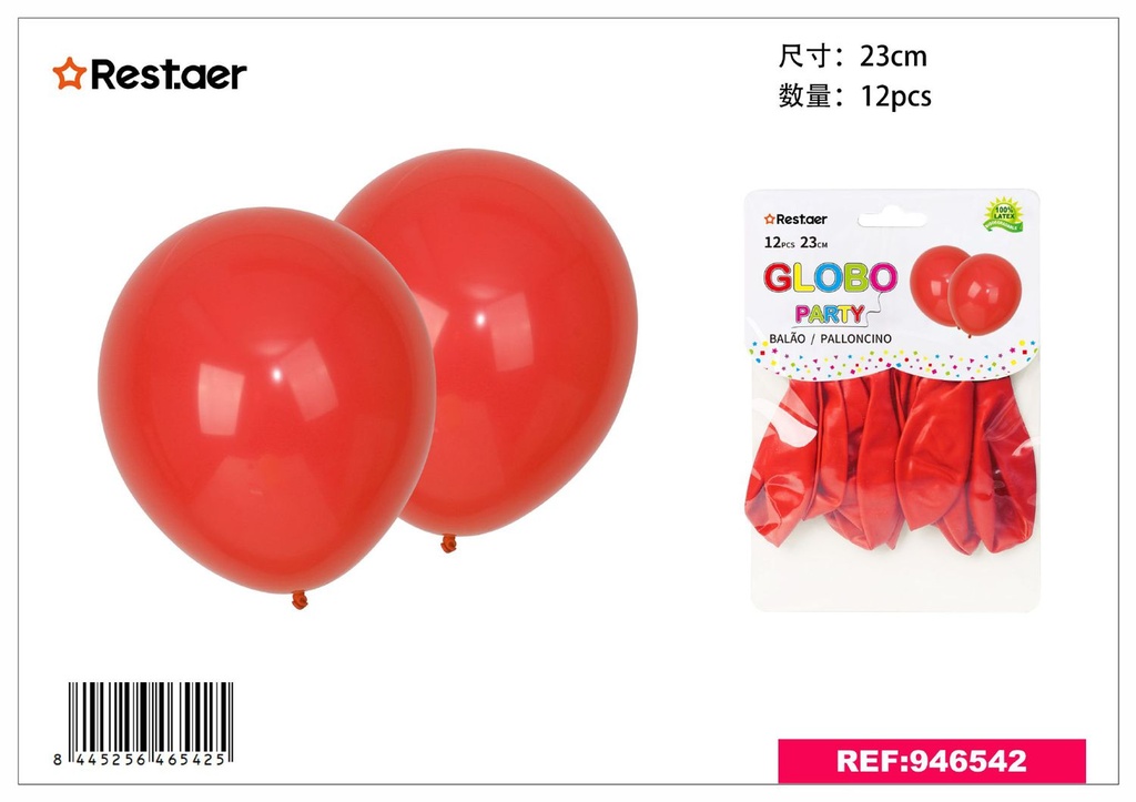 Globos rojos 12 piezas 23cm para fiestas y eventos