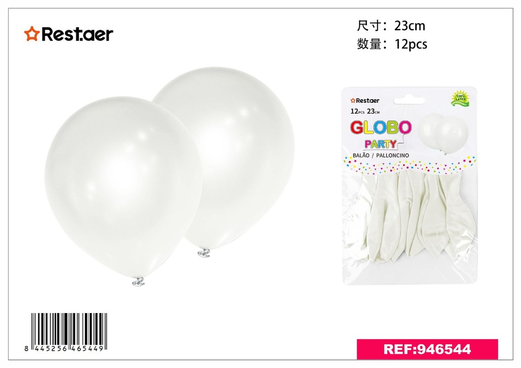 Globos blancos 12pcs 23cm para decoraciones de fiesta