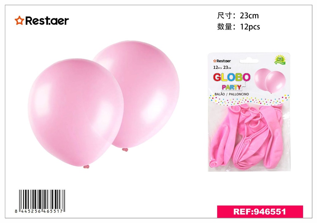 Globos 12pcs rosa 23cm para fiestas