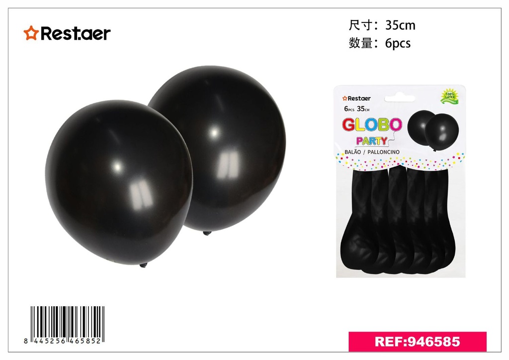 Globos negros perlados 6pcs para fiestas y decoraciones