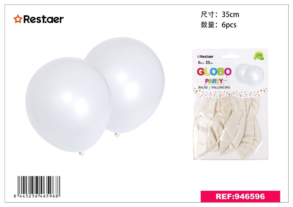 Globos de perla blanco 6pcs para fiestas