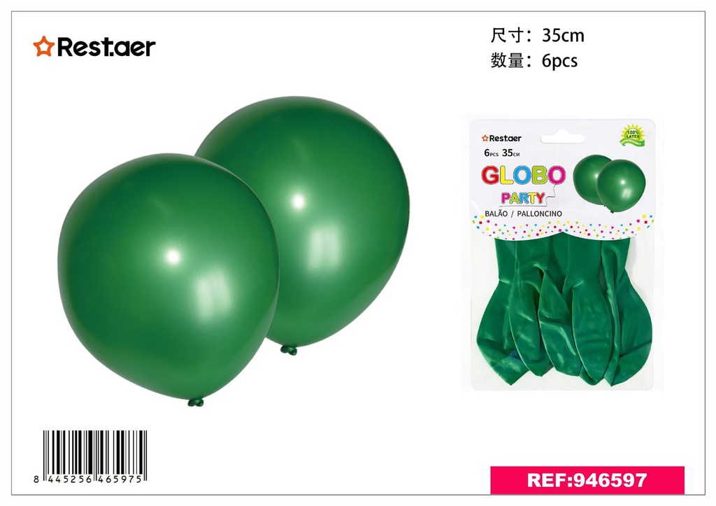 Globos verdes perlados 6pcs