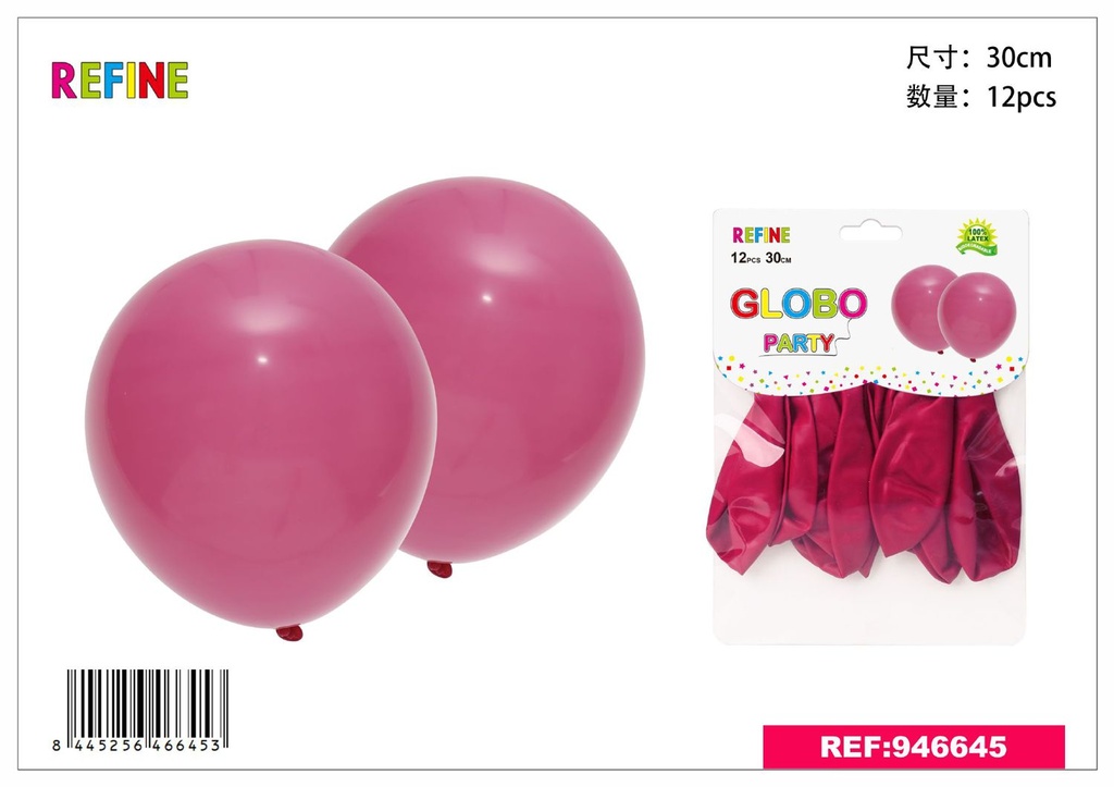 Globos fucsia perlados 12pcs para fiestas