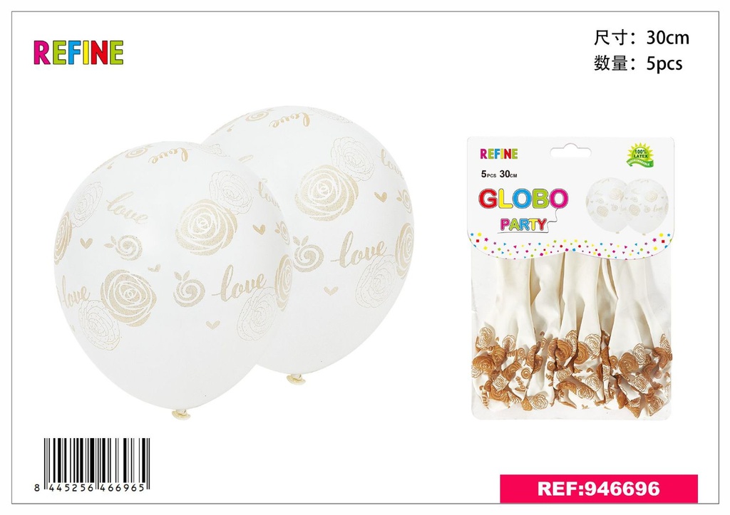 Globo de látex estampado 30cm 2.8g 5pcs