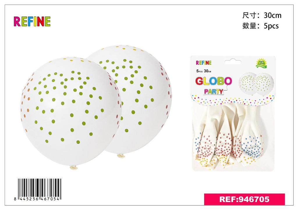 Globos de látex estampados 5pcs 30cm para fiestas