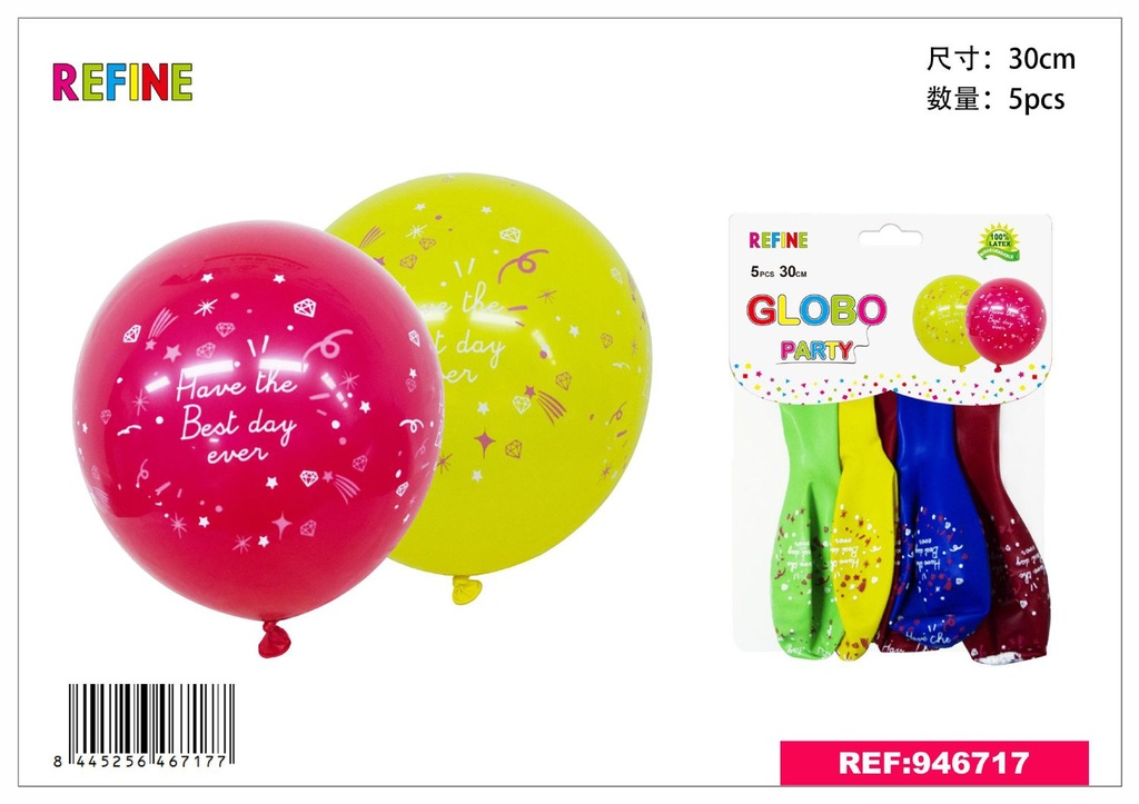 Globo de látex estampado 30cm 5pcs para decoraciones de fiesta