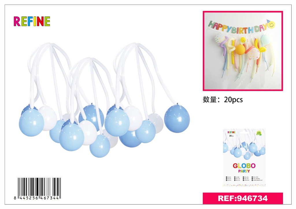 Set de globos 20pcs azul celeste para fiestas