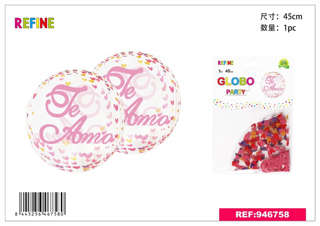 Set de globos decorativos 45cm "Te Amo" para fiestas y eventos