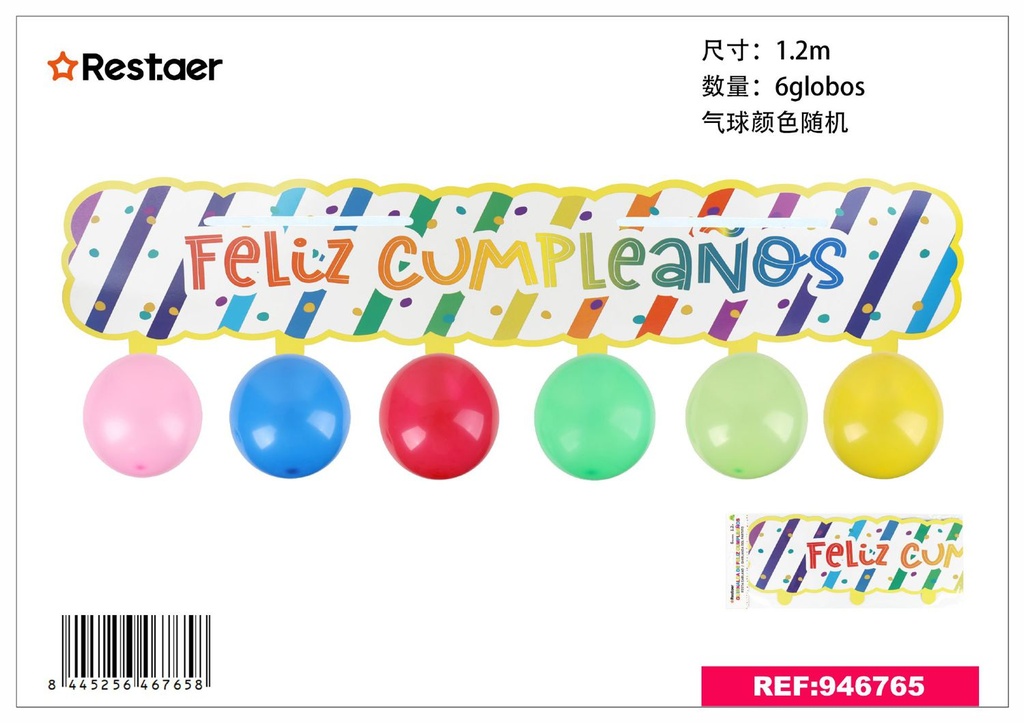 Guirnalda de fiesta "Feliz Cumpleaños" 1.2m