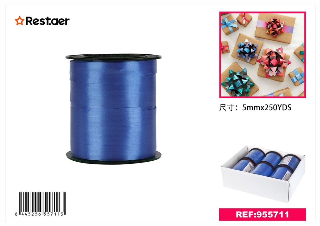 Cinta de regalo 5MM*250YDS azul oscuro para envolver regalos y manualidades