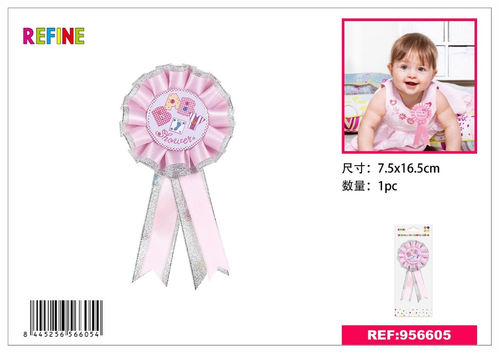 Medalla de cumpleaños Baby en rosa 7.5*16.5 cm - Accesorios de fiesta