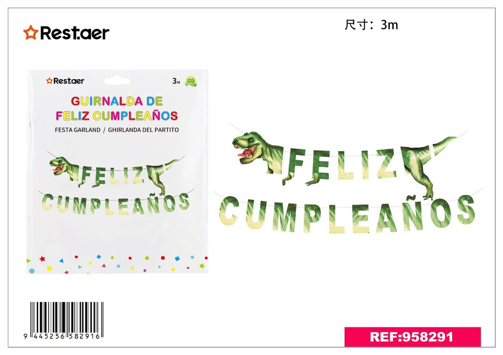 Guirnalda de fiesta "Feliz Cumpleaños" 3M para decoraciones de cumpleaños