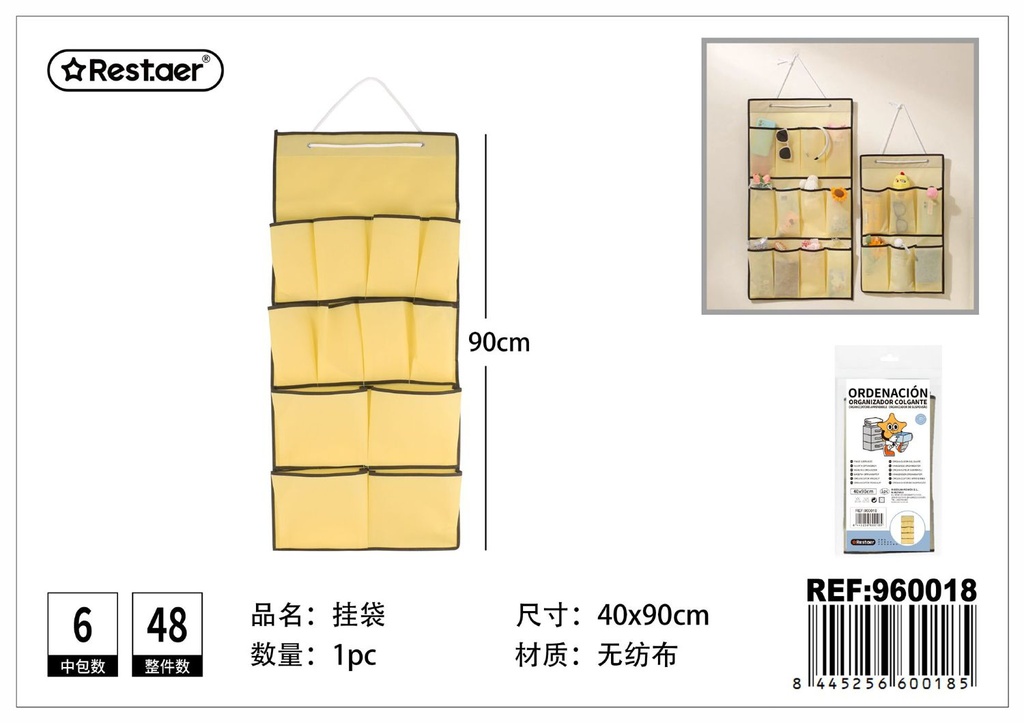 Organizador colgante 12 bolsillos 40x90cm para almacenamiento de ropa