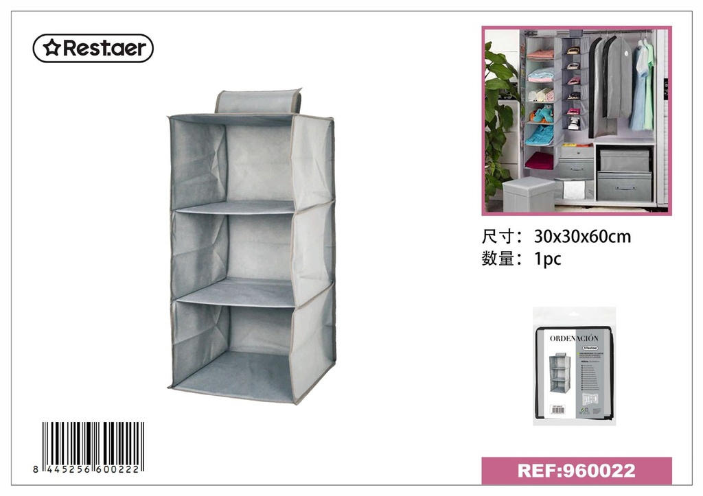 Organizador de ropa 30*30*60 cm gris - Artículos del hogar