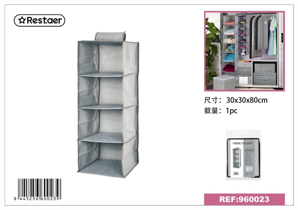 Organizador de ropa 30*30*80cm gris para armario