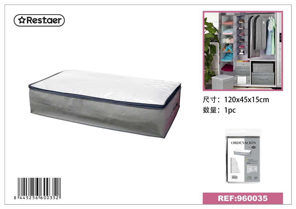 Bolsa de almacenamiento de tela gris 120*45*15 cm - Artículos de hogar 