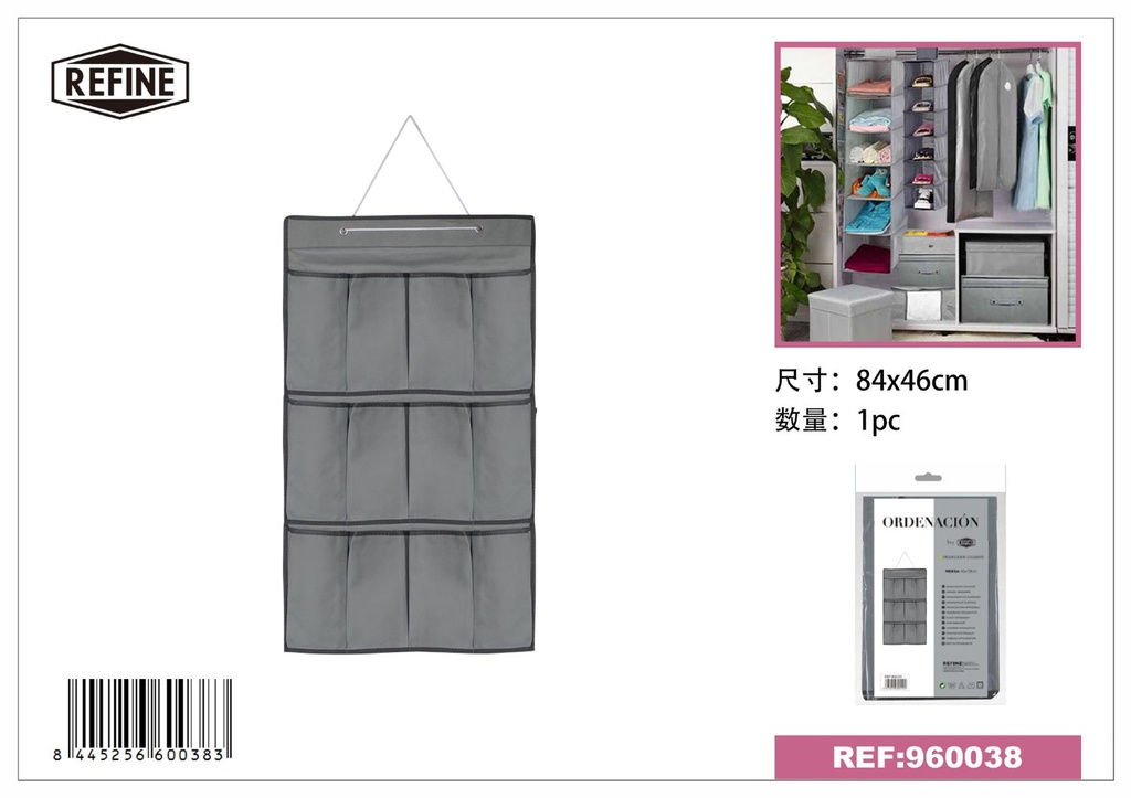 Organizador de 12 bolsillos 46*84 cm gris - Artículos de hogar 