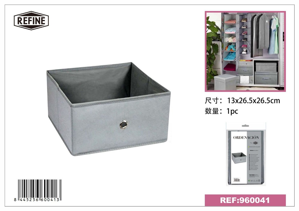 Caja de almacenamiento de tela 26.5x26.5x13cm gris para organización