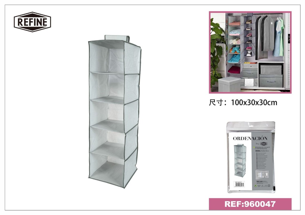 Organizador colgante de tela 5 niveles 30x30x100 cm - Artículos del hogar