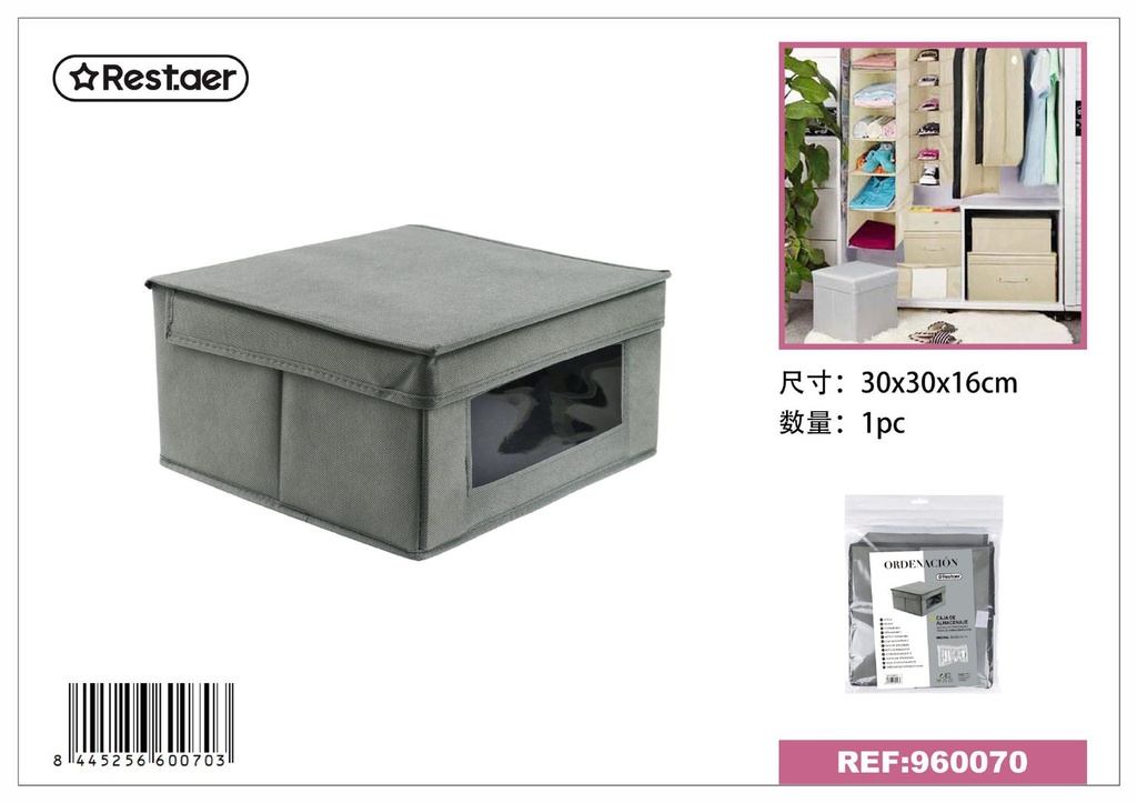 Caja de almacenamiento de tela gris 30x30x16 cm - Organización del hogar