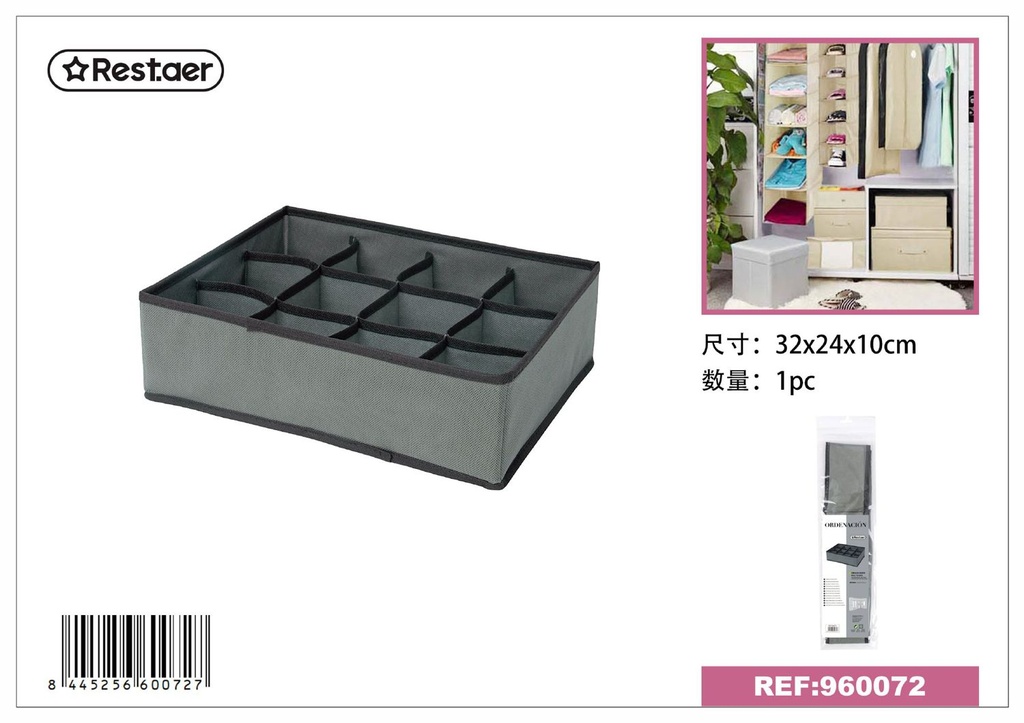 Organizador de ropa interior de tela no tejida gris 32*24*10 cm - Almacenaje del hogar