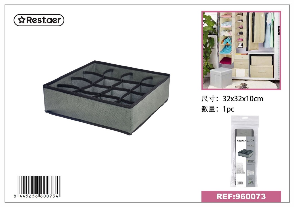Organizador de ropa interior 16 compartimentos 32*32*10cm gris - Accesorios para el hogar