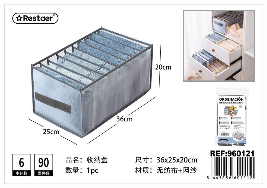 Organizador de ropa interior 9 compartimentos 36x25x20 cm para almacenamiento