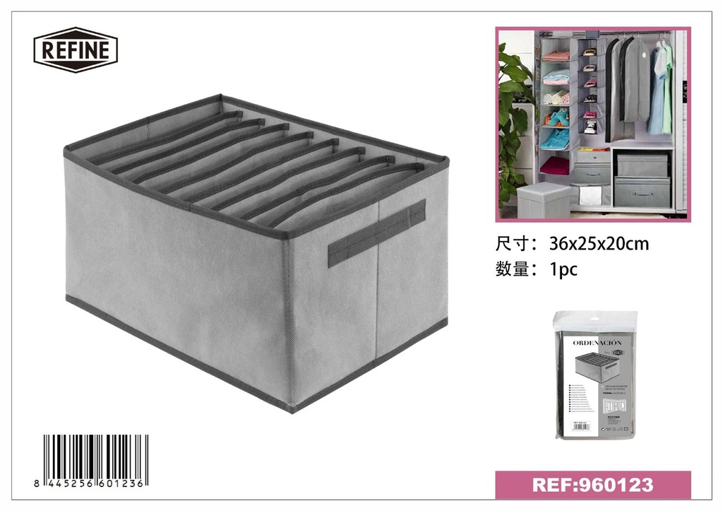 Organizador de tejido no tejido de 9 compartimentos 36*25*20 cm