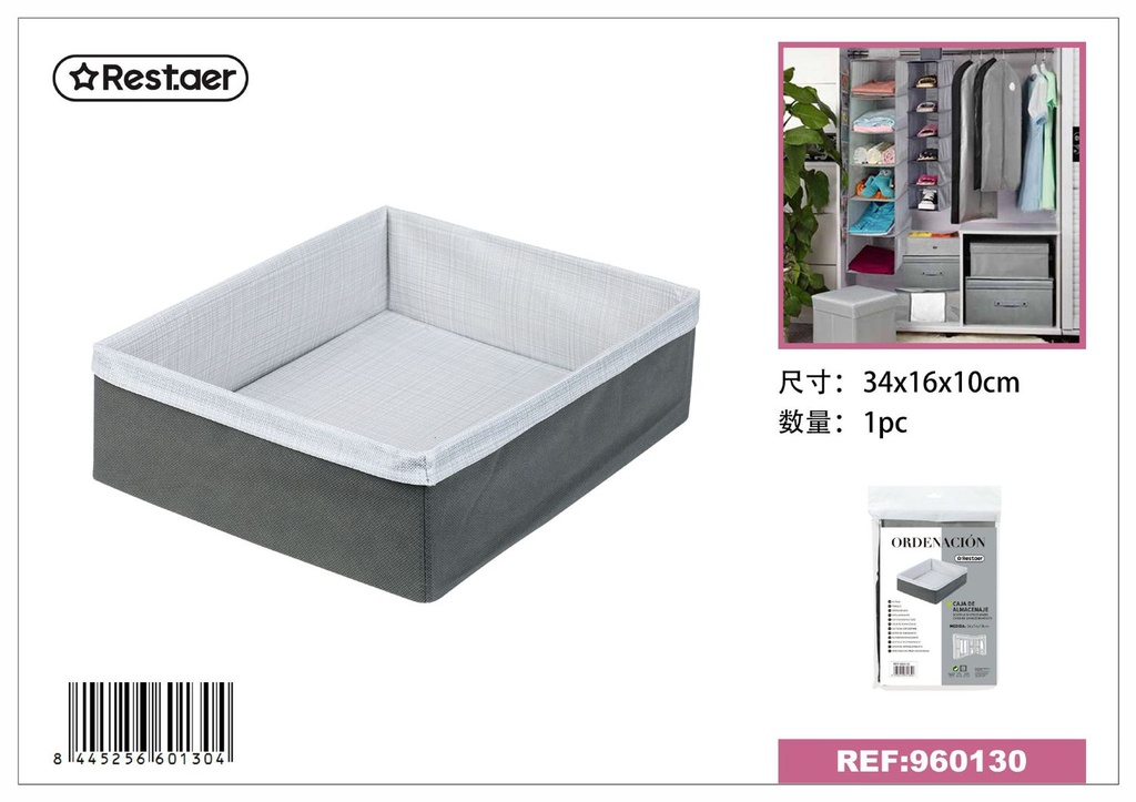 Caja de almacenamiento de tela 34x16x10 cm - Organizadores del hogar