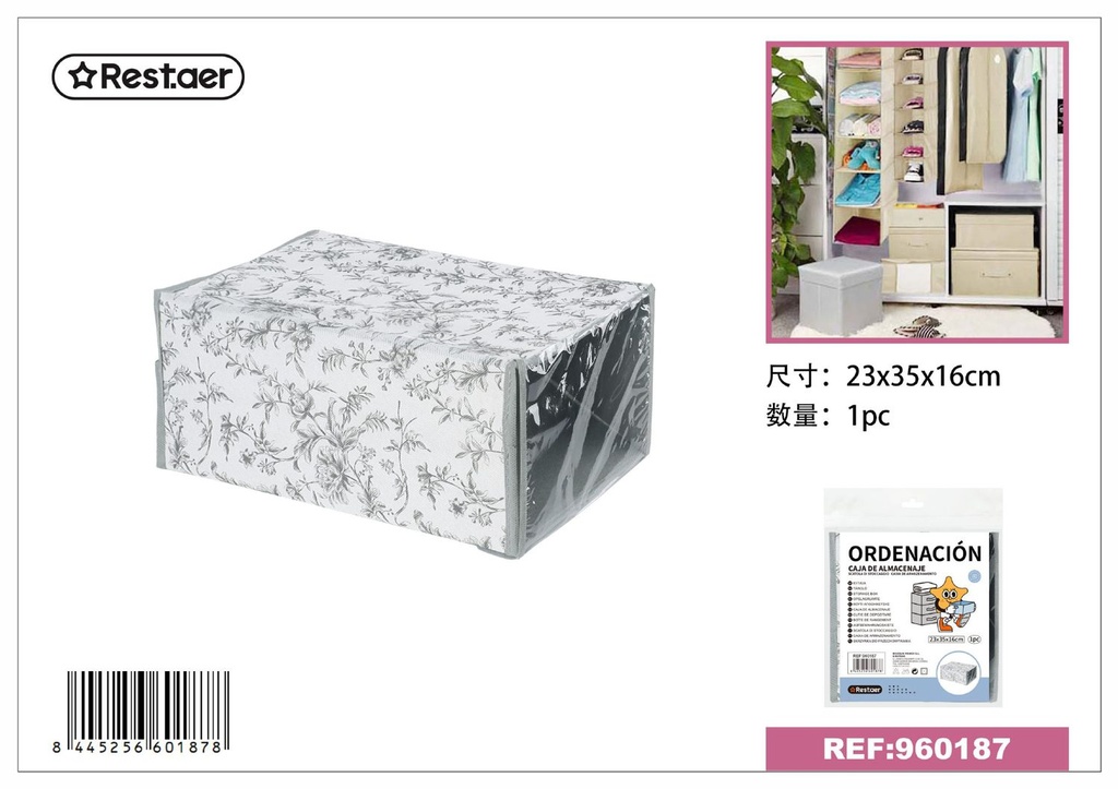 Caja de almacenamiento de tela estampada 23x35x16 cm - Organización del hogar