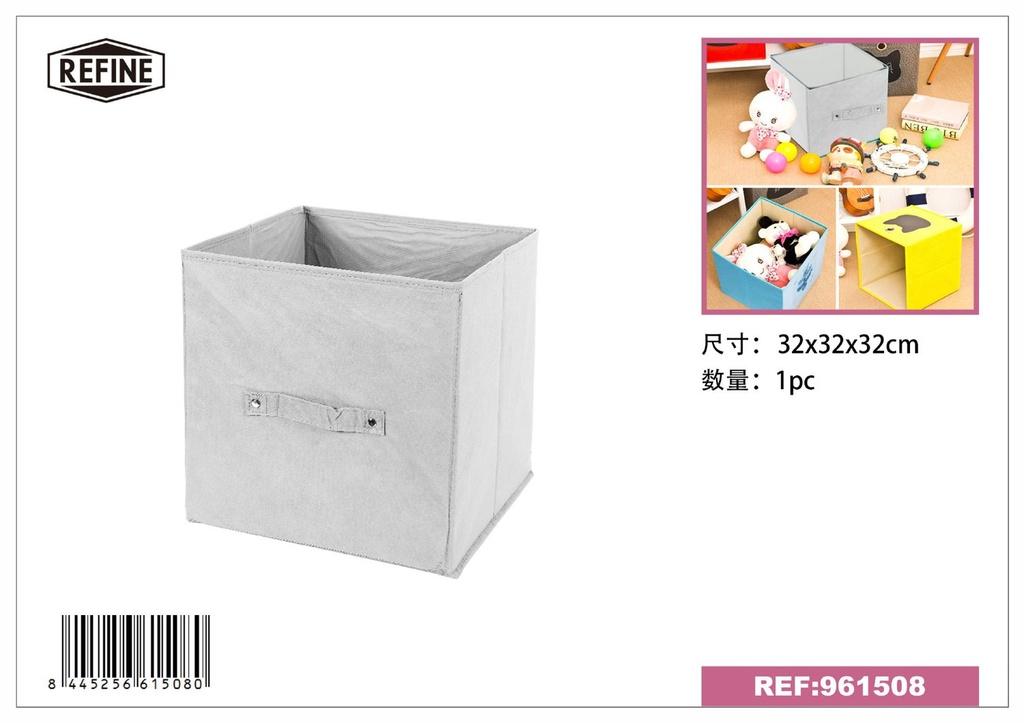 Cubo de almacenamiento plegable blanco 32x32x32cm