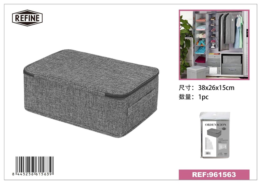 Caja de almacenamiento con cremallera 38x26x15cm - Accesorios para el hogar