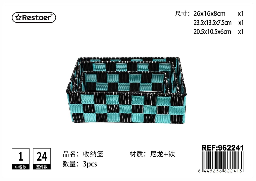 Cesta de almacenamiento 3 pcs negra-azul - Artículos de organización
