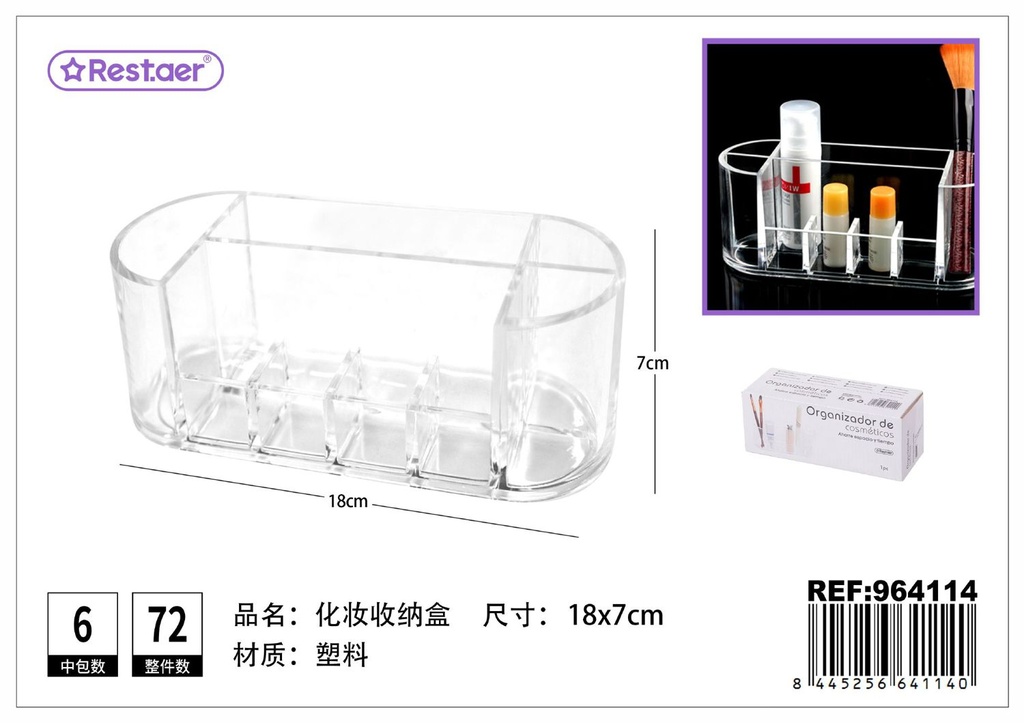 Organizador de cosméticos 18*7 cm - Caja de almacenamiento transparente